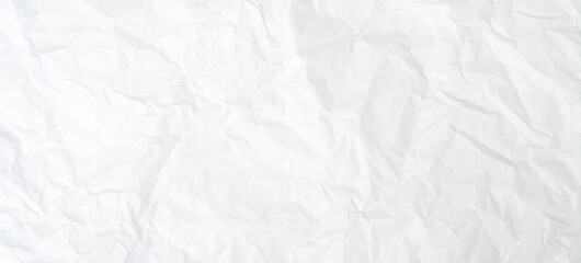 Top view and full frame of wrinkled or crumpled white paper texture used as crumpled white paper background texture in decorative art work