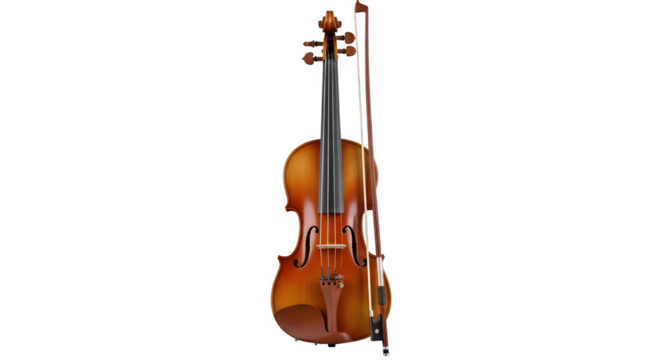 Classic Wooden Violin with Bow Musical Instrument Isolated on Black - Orchestra, Classical Music, String Instrument
