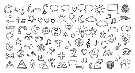 Obraz premium Hand drawn doodle elements, sketch vector illustration design graphic