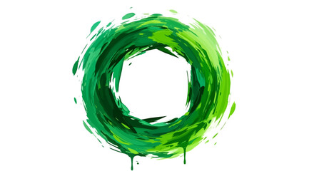 Vibrant green splash circle design element for environmental themed artwork applications © waroh