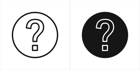 Question mark icon in outline and solid black