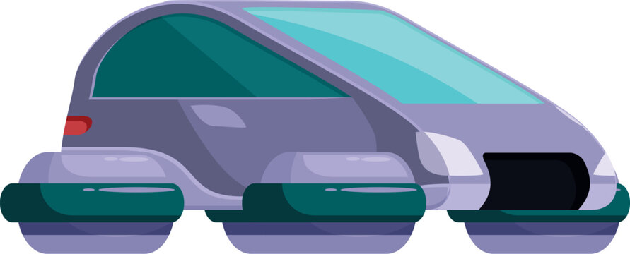 Sleek futuristic flying car hovering effortlessly, showcasing modern design and teal accents