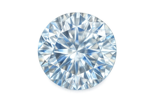 Round brilliant cut diamond gem on transparent background