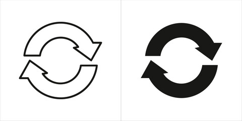 Two circular arrow icons, one outlined and one solid black, representing refresh or repeat
