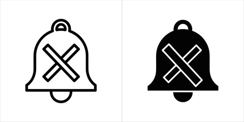 Mute bell icon, notification off symbol, silent alert, no sound