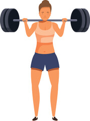 Obraz premium Strong female athlete performing weightlifting exercise, demonstrating power and dedication to fitness