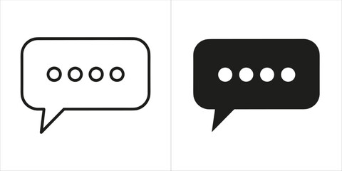 Two speech bubble icons, one outlined and one filled, representing communication and messages