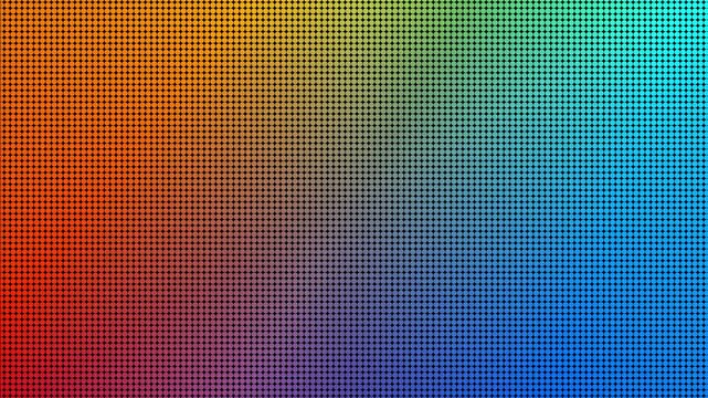 Rainbow colour wheel spectrum hue cycle with LED video wall television screen digital style effect moving slowly in a calming and relaxing effect 4K animated background wallpaper animation