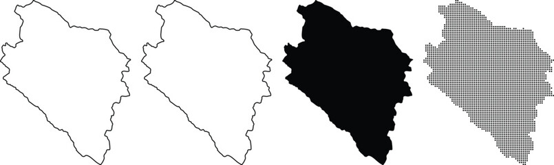 Hand made Vector map of Bosnia and Herzegovina with outline solid black and gray fill variations for geographic and infographic use By Adobe ill