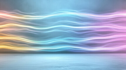 Colorful energy waves flow gracefully across serene background, creating vibrant atmosphere