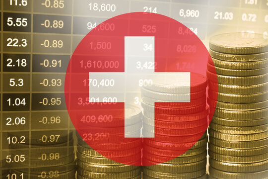 Stock market investment trading financial, coin and Scotland flag or Forex for analyze profit finance business trend data.