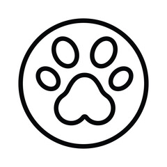 A black paw print within a black circle