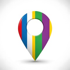 Colorful Location Pin Icon with Vertical Stripes for Maps and Navigation.