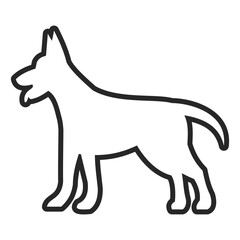 A blackoutlined dog silhouette standing