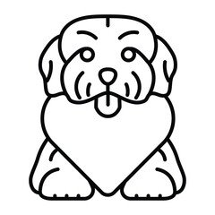 A cartoonstyle dog drawing with a heartshaped body