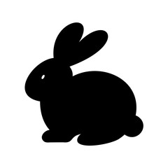 Silhouette of a Black Rabbit Against a White Background in Simple Style