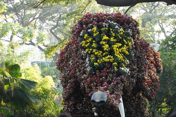 Flower decoration like elephant in the park, Chennai, Tamilnadu.