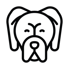 A dogs head icon outlined in black showing round shape ears eyes nose