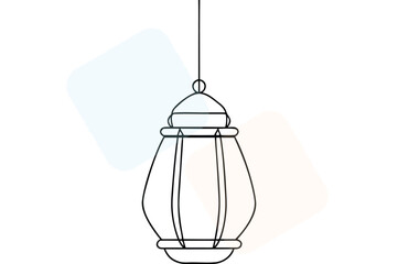 Elegant Ramadan Lantern Line Art Illustration for Festive Celebration and Decoration Templates with Minimalist Aesthetic Suitable for Greeting Cards and Design Projects