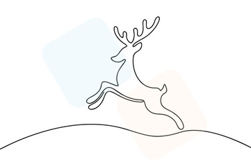 Elegant Reindeer Outline in MidAir with Geometric Color Accents for Holiday Season and Minimalist Design Projects conveying celebration