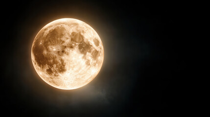Obraz premium Bright full moon glowing in night sky, surrounded by mystical haze, creating serene atmosphere