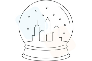 Enchanting Cityscape in a Snow Globe A Whimsical Winter Dream Depicting Urban Elegance and Holiday Cheer