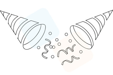 Festive Celebration with Party Poppers Bursting Confetti and Streamers Design for New Year Celebrations or Birthday Events Symbolizing Joy and Excitement Perfect for Graphic Designs and Invitations