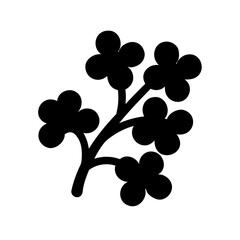 Floral Branch with Four Petal Blossoms Illustration in Minimalist Style