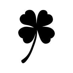 Lucky four leaf clover icon in black color on white background