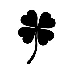 A simple black four leaf clover illustration on a white background drawing