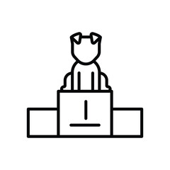 A lineart illustration shows a dog sitting atop a podium The podium has the number 1