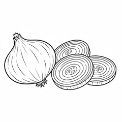 A detailed illustration set of fresh shallots. This versatile collection includes whole, sliced, and cross-sectional views, perfect for recipes, packaging, and food blogs.