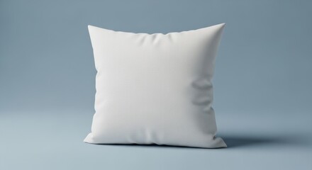 Simple white cushion on blue background in minimalist style  