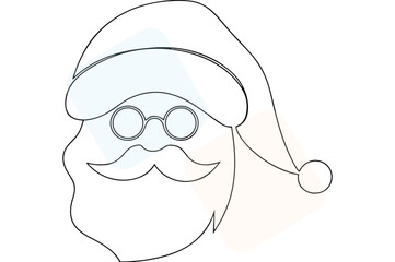 Illustration of cheerful Santa Claus with round glasses and fluffy beard representing Christmas character in a simple outline style for graphic design elements