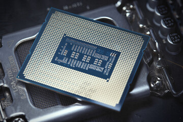 Detail of computer chip - main processor of PC architecture system