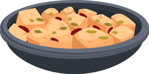 Kalakand, a popular indian sweet made from solidified milk and sugar, served in a bowl and garnished with pistachios and dried fruits