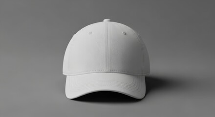 White baseball cap on gray background  