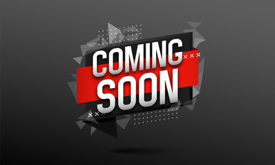 Coming Soon banner. Ceremony presentation or grand opening. Vector illustration.