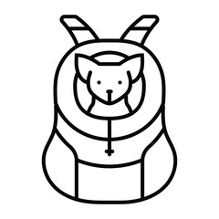 A pet carrier backpack with a dog inside The carrier has shoulder straps