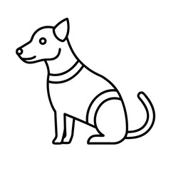 A simple line drawing of a dog sitting with a smiling expression