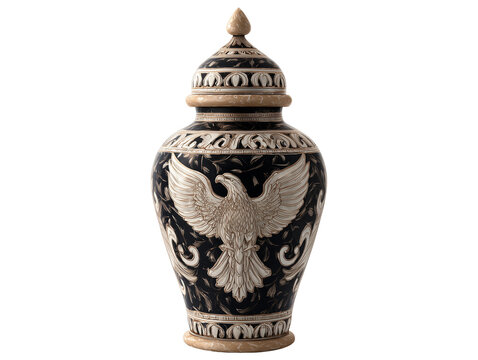 Elegant Ornate Marble and Gold Decorative Urn with Intricate Details