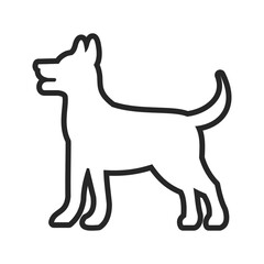 A standing dog outline thick black line on white