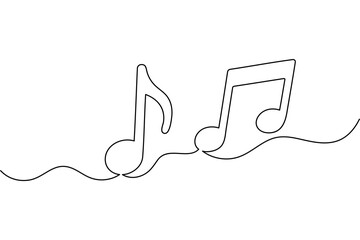 Abstract music notes line art illustration minimalist black and white vector
