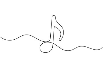 Music notes one line drawing minimalist vector illustration on white background
