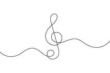 Music notes one line drawing minimalist vector illustration on white background
