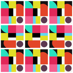 Bauhaus style collage pattern ,wallpaper ,minimal shapes muted colours 