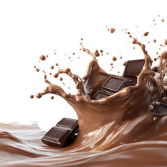 Chocolate background. Chocolate splash isolated on transparent background