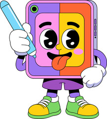 Playful tablet character drawing with stylus for vibrant designs today