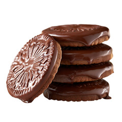 chocolate biscuits isolated on transparent background