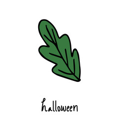 cartoon element design. Cute black and white Halloween doodle set with pumpkins, ghosts, bats, spiders, witch hats, and other spooky symbols.